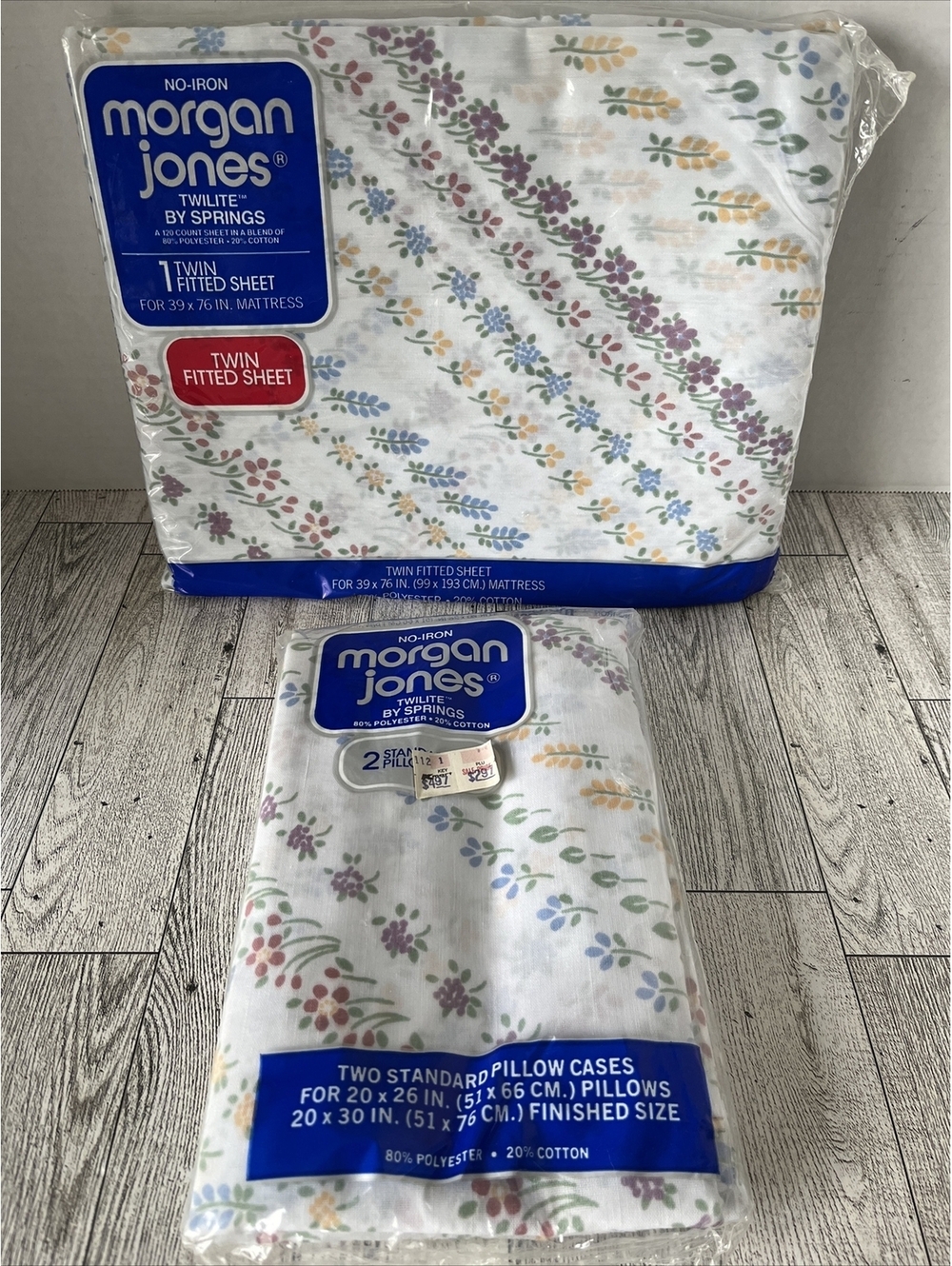 Vtg NEW Morgan Jones N0-IRON TWIN Fitted Sheet + 2 Pillow Cases USA Country Grdn